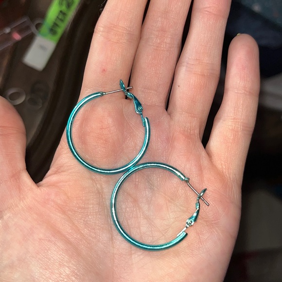 Blue Small Hoop Earrings - Picture 1 of 1